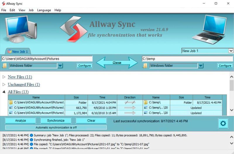 Nach der Synchronisierung zeigt Allway Sync auch eine Zusammenfassung an. (Joos/Allway Sync (Screenshot))