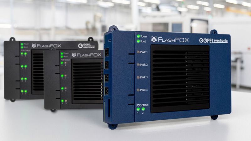 Göpel Electronic (Halle 4, Stand 320) zeigt ein neues Embedded-Vision-Testsystem zur Validierung von Kameras, Displays und Video-Schnittstellen („Video Dragon“), eine neue Zweikanal-Variante des In-System-Programmers FlashFOX für Entwicklungs- und Kleinserienplätze sowie einen produktionstauglichen JTAG-/Boundary-Scan-Tester der JULIET-Serie 3 mit Wechselkassetten-Adaption.  (Bild: Göpel)