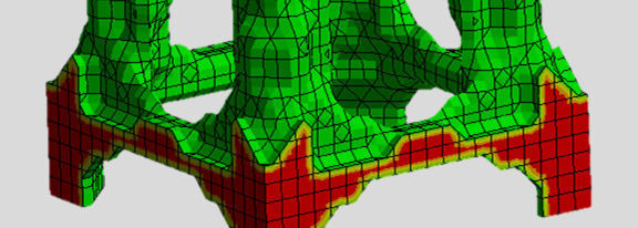 Topologieoptimierung 3D-Druck-gerechten Formfindung im Beispiel 5 führt zur Einsparung von Material, Gewicht und Produktionszeit. (Bild: Cadfem)