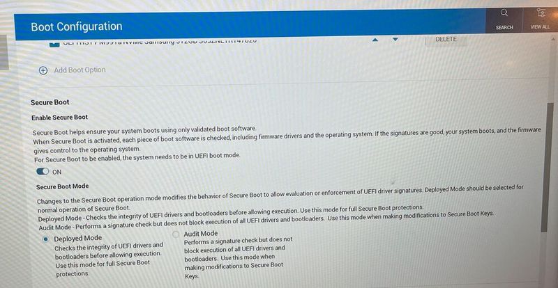 Secure Boot im BIOS/UEFI aktivieren. (Bild: Joos / Intel / Dell)