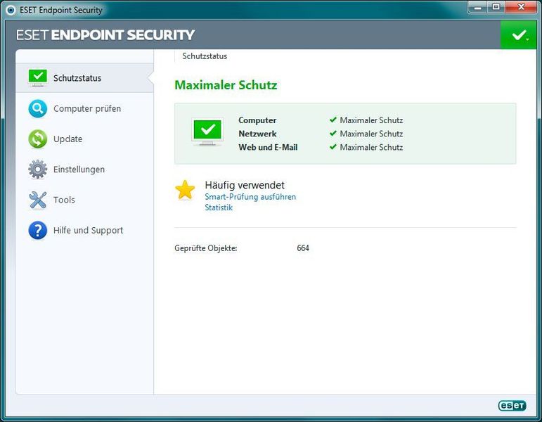 Die ESET Endpoint Security bietet den Anwendern unter anderem eine Schutzstatus-Übersicht. (ESET)