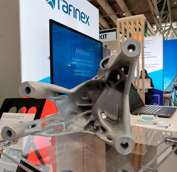 Das luxemburger Software-Unternehmen Rafinex hat seine KI-gestützte Topologieoptimierungs-Software Möbius vorgestellt. Die SaaS-Anwendung nutzt stochastische Optimierungsalgorithmen, die schnell zu robusten und langlebigen Designs führen. (Bild: D.Quitter - VCG)