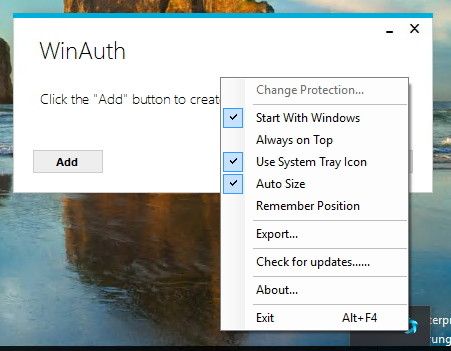 Nach dem Start von WinAuth sollte der erste Blick in die Einstellungen des Tools gehen. Hier können Anwender nach neuen Versionen suchen und auf Wunsch das Tool direkt mit Windows starten lassen sowie ein Tray-Icon neben der Uhr einblenden. So steht das Tool jederzeit zur Verfügung. (Bild: Thomas Joos)