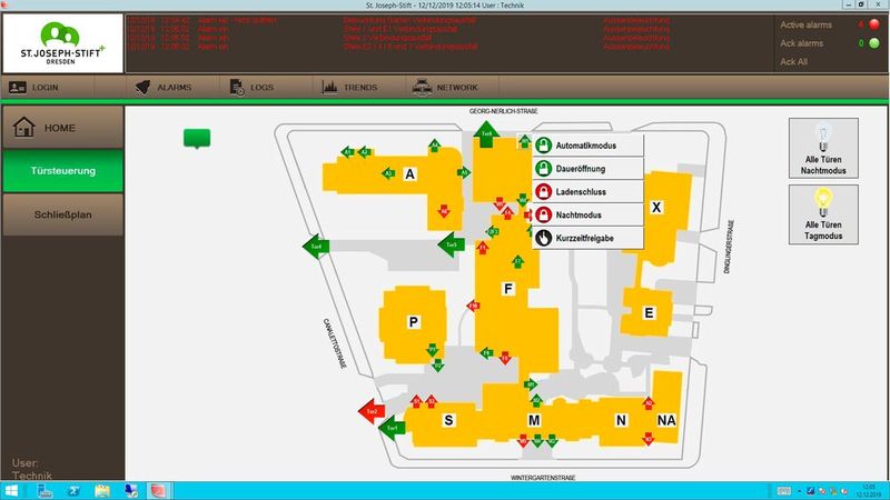 Über webbasierte Thin-Clients auf 32-Zoll-Flachbildschirmen an Pforte und Notaufnahme haben die Mitarbeiter beispielsweise den Status des Gebäudeverschlusses jederzeit im Blick.  (Bild: Arc Informatique)