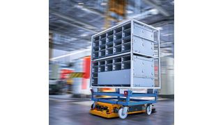  „Smart Transport Robots“ (STR) bei BMW nutzen eine Navigationssoftware vom Fraunhofer-IPA mit ROS-Komponenten. (BMW Group)