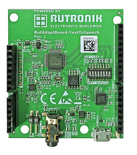 Das Rutronik Adapter Board – Text to Speech: zur Sprachsteuerung von HMI-Anwendungen. (Bild: Rutronik)