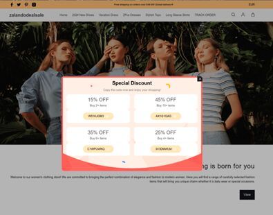Gefälschter Zalando-Shop unter der Domain excellentdshop[.]top. (Bild: cyan)