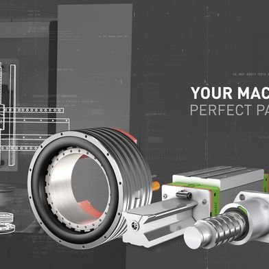 Hiwin GmbH auf der AMB 2026: Im Fokus stehen der für den AMB Award nominierte Torquemotor TM-5, die UR-Rollenführung sowie weitere robuste Komponenten für hohe Lasten und Präzision. (Bild: Hiwin)