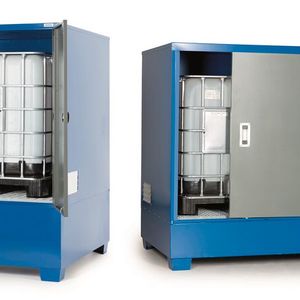 Robust und sicher! Im Zuge der Neuentwicklung der beiden stählernen IBC-Depots stellt Denios, wie es heißt, auch sein Sortiment neu auf. Im Zuge dessen, vereint man jetzt alle Gefahrstoffdepots aus Stahl unter der Marke Steelsafe.(Bild:  Denios)