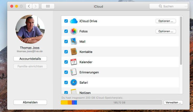 In den Systemeinstellungen von macOS X kann die Familienfreigabe verwaltet werden. (iCloud.com)