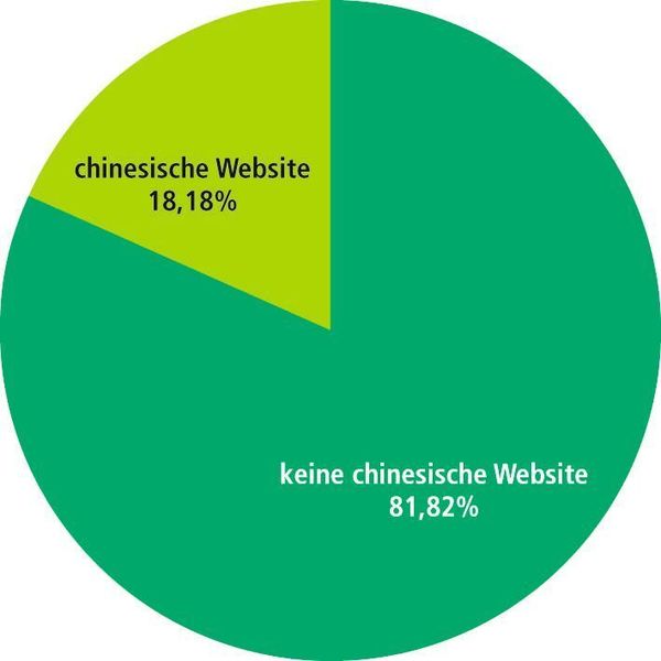 Grafik 1: Nur ein Fünftel der untersuchten Maschinenbauer besitzt einen Webauftritt mit spezifischen Angeboten für China.  Bild: CNIIC (Archiv: Vogel Business Media)
