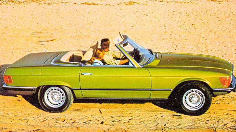 Der SL, Baureihe R 107, erschien 1971. Sein Design war stilprägend für das gesamte Mercedes-Benz-Design in den Siebzigern. Viele Details finden sich auch in der 1972 vorgestellten S-Klasse (W 116). (Bild: Daimler AG)