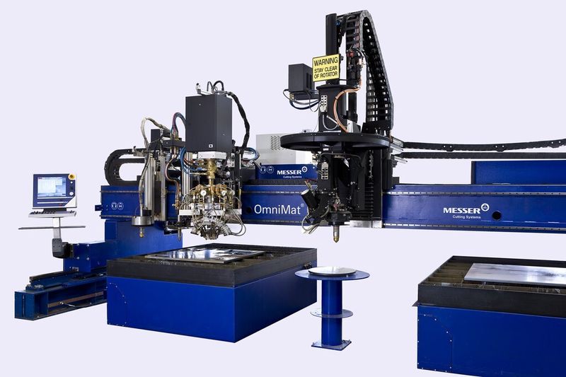 Die Baureihe «Omnimat», mit Plasma und Autogen sowie «DAF/L» (Autogen-Fasen-Aggregat) und «Skew Rotator» (Plasma-Fasen-Aggregat). (Bild: Messer)
