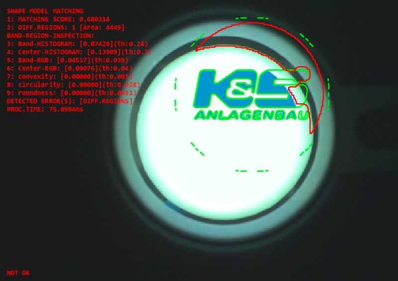 Druckbildkontrolle mit Bildverarbeitungsalgorithmen (Bild: K&S Anlagenbau GmbH, Computer Vision Solutions Consulting & Research)