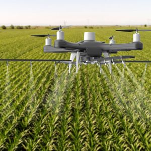 Bürstenlose Motoren in der Robotik Smart Farming düngen(Bild:  iStock-1154644556_Düngen_Drohne_FAULHABER)