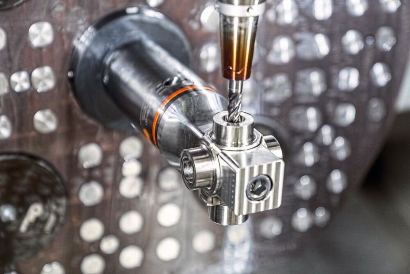 Auf der C 42 U von Hermle fertigt Isar Aerospace verschiedene Teile für den Antrieb, wie dieses Gelenkteil. (Hermle)