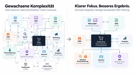 Weniger ist manchmal mehr: Von gewachsener Komplexität zu klarem Commerce-Fokus.(Bild:  Webmatch)