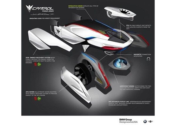 Der E-Patrol von BMW: hat drei Drohnen an Bord (Bild: BMW Group DesignworksUSA)