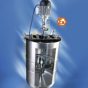 Viscoflux lite, the drum emptying system for high-viscosity media, which are just capable of flowing – now available as an Ex version.