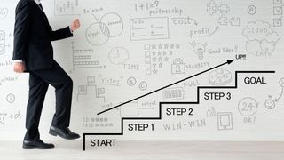 Bei der Digitalisierung ist es ähnlich wie beim Treppensteigen: Wer eine Stufe nach der anderen nimmt, hat die besten Chancen, sicher ans Ziel zu kommen. (©takasu - stock.adobe.com)