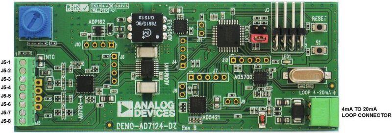 Gute Basis: Möglicher realer Aufbau der Smart-Transmitter-Schaltung auf einer kompakten Leiterplatte. (Analog Devices)