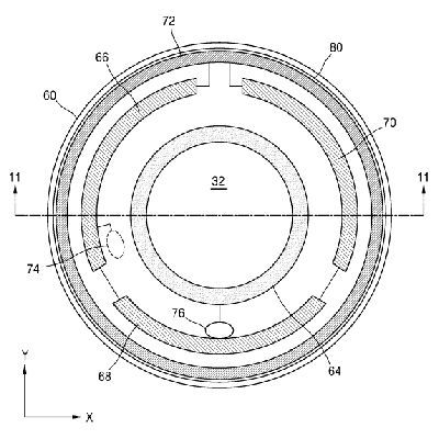 Diagramm der smarten Linse: Samsung hat bei der südkoreanischen Patentbehörde einen Antrag auf Kontaktlinsen mit einer eingebauten Kamera und Sensorik vorgestellt, die über Blinzeln gesteuert wird.(Bild:  Samsung/KOREA intellectual property right service (KIPRIS))