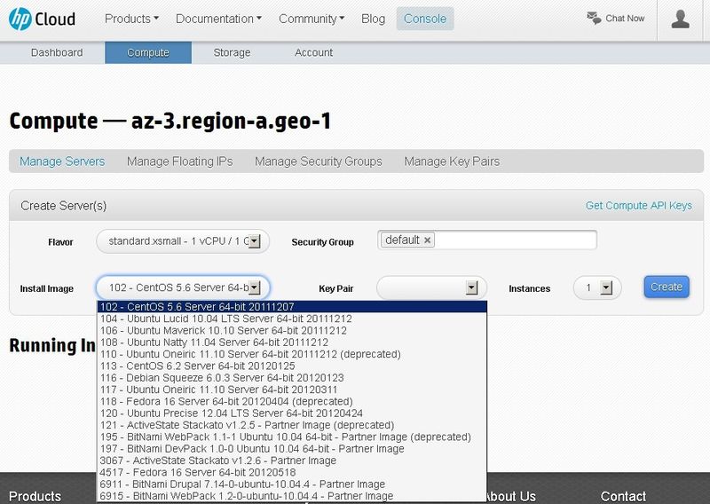 HP Cloud Compute: Hier kann der Nutzer unter verschiedenen Betriebssystemen auswählen. (Archiv: Vogel Business Media)