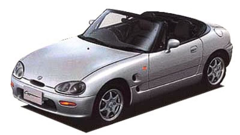 In Japan sorgt der 1989 erstmals gezeigte Cappuccino für Furore. Der dank vieler Aluminium- und neuartiger Kunststoffteile federleichte Roadster bringt gerade einmal 725 Kilogramm auf die Waage. Sein Dreizylinder-Turbomotor arbeitet mit Vierventiltechnik und begnügt sich mit 657 Kubikzentimetern. 1991 geht der kleine Verführer in seinem Heimatland in Serie. (Bild: Suzuki)