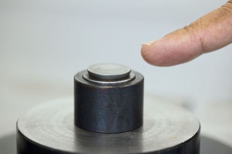 Der Nietprozess beim Radialnieten im Kaltumformverfahren. Der Nietstempel macht eine Rosettenbahn (hypozykloidale Bahn) um die Nietachse und führt hydraulisch gesteuert eine axiale Vorschubbewegung aus.  (Bild: Matthias Böhm)