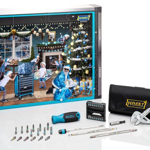 Im Hazet-Kalender gibt es unter anderem einen praktischen Zangenschlüssel im Hosentaschenformat und ein hochwertiges Bit-Set.(Bild:  Hazet)