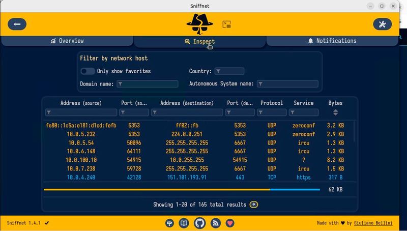 Pakete lassen sich auch gezielt filtern.  (Bild: Joos)