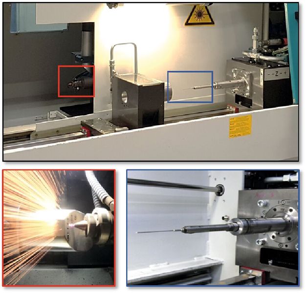 Aus der Forschung am ISF TU Dortmund: Laser- und Einlippentiefbohren als Verfahrenskombination für komplexe Bauteilgeometrien (Bild: ISF TU Dortmund)