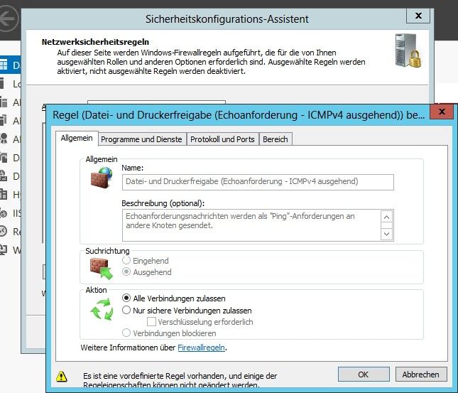 Über den SCW lässt sich auch die Firewall auf den Servern konfigurieren, so dass nur berechtigte Dienste auf den Server zugreifen dürfen. (Bild: Thomas Joos)