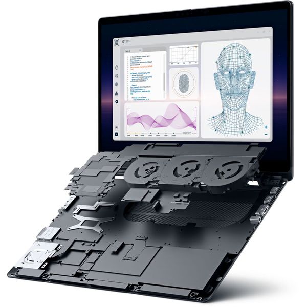 Für die Kühlung von CPU und GPU sorgen eine Vapour-Chamber und drei Lüfter.  (Bild: Dell Technologies )
