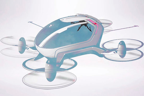 Der elektrisch angetriebene Quadcopter Ehang 184 kann Personen bis zu einem Gewicht von 110 kg bis zu 23 Minuten transportieren. (Ehang)