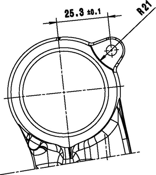 Beidseitig bearbeiten: Die Flächen der Lasche sind auf 21 mm Radius zu fräsen.   (Ingersoll)