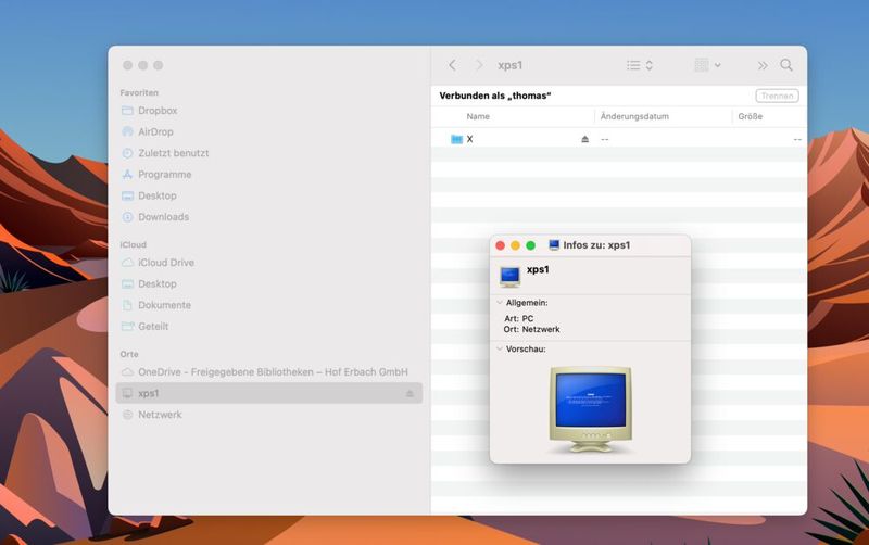 Öffnen einer Freigabe in macOS. (Bild: Joos (Screenshot))