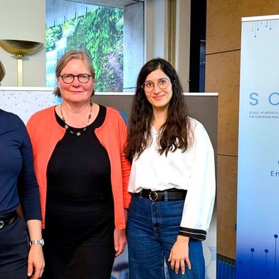 Dr. Stefanie Märschenz, Irene Schlünder und Aleksandra Naydenova von der TMF – Technologie- und Methodenplattform für die vernetzte medizinische Forschung (v. l. n. r.). (Bild: © TMF e.V.)