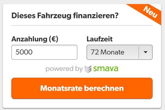 Mit nur zwei Angaben sollen Kunden künftig ihre Monatsrate für die Finanzierung berechnen können.(Bild:  Mobile.de)
