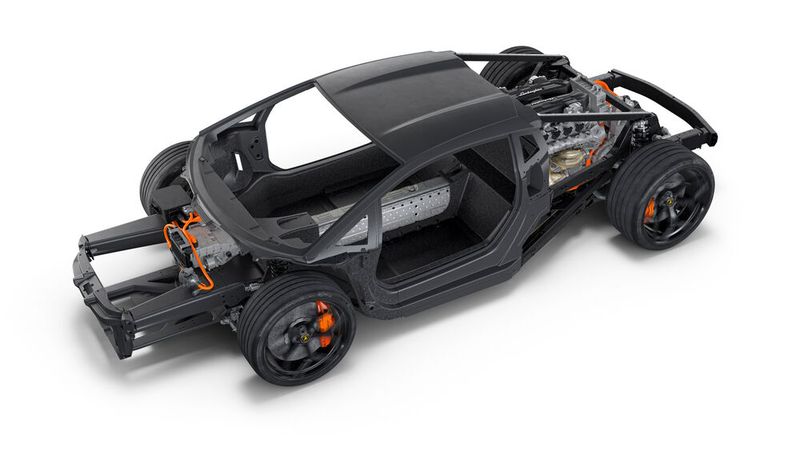 Die Ingenieure entwickelten einen neuen Hochdrehzahl-Zwölfzylinder, der längs eingebaut ist. (Bild: Lamborghini)