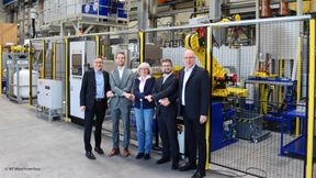 Stefan Rasche - Sales Director WF Maschinenbau, Patric Winterhalter - Director Hydraulik Presses ANDRITZ Schuler, Beate Winkelmann - Beirätin WF Maschinenbau, Paul Thom - Sales Manager Hydraulic Presses, Christian Malkemper - CEO WF Maschinenbau (Source: Andritz Schuler)