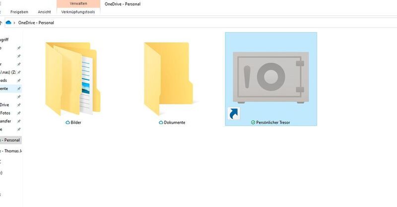 Der persönliche Tresor steht auch im OneDrive-Client in Windows zur Verfügung. (Th. Joos)