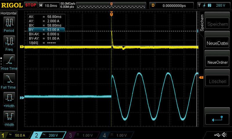 Bild 12: Messung des Einschaltstroms. (Bild: Magic Power)