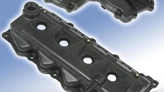 Die vordere Motorabdeckung (oben) und der Ventildeckel (unten) sind aus glasfaserverstärktem Polyamid gefertigt und im Vergleich zu Aluminiumversionen um etwa 40% leichter. (Archiv: Vogel Business Media)