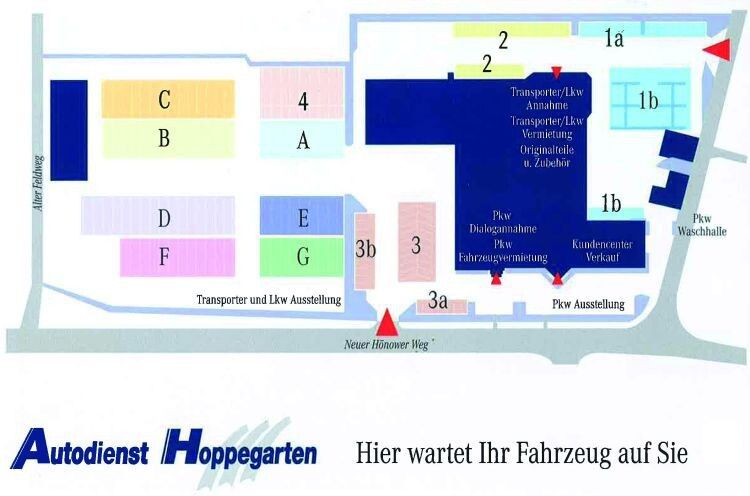 Beeindruckende  Größe: Damit auch jeder Kunde rasch sein Fahrzeug findet, gibt's einen detailierten Geländeplan. (Foto: Dominsky)