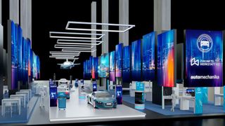 Der Entwurf des Gemeinschaftsstandes von ZDK und Zukunftswerkstatt 4.0 in Kooperation mit der Automechanika Frankfurt (Bild: COX GmbH)