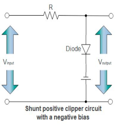 Image twelve. Shunt positive clipper circuit with a negative bias.