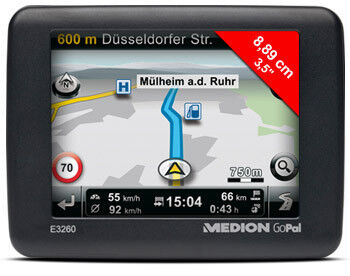 Das Navigationssystem GoPal E3260 von Medion hat einen 3,5-Zoll-Touchscreen. (Archiv: Vogel Business Media)