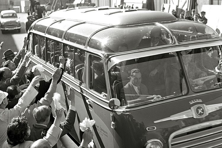 Abreise der neuen ZF-Mitarbeiter nach Brasilien vom 13. April 1959. (Foto: ZF)