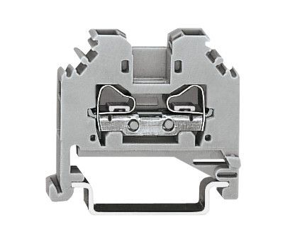 Durchbruch mit der Reihenklemme mit Feder 1977: In die Technikgeschichtsbücher gehen die Käfigzugfedern als Cage-Clamp-Klemmen ein. Der Erfinder: Wolfgang Hohorst, der Sohn des Gründers. Das Produkt eignet sich für ein-, mehr- und feindrähtige Leiter von 0,08 bis 35 mm 2. (Wago)
